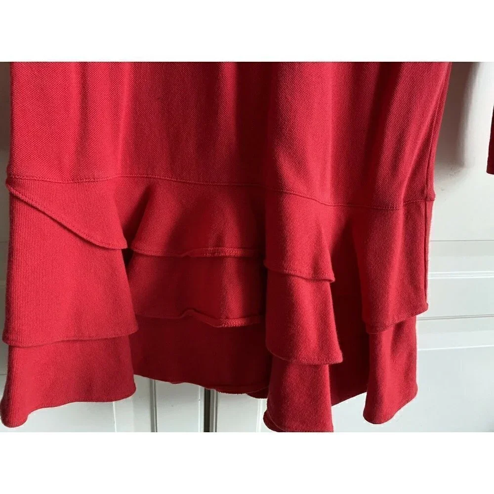 Ralph Lauren Girl’s 12/14 RED Long Sleeve Dress Ruffle‎ Bottom